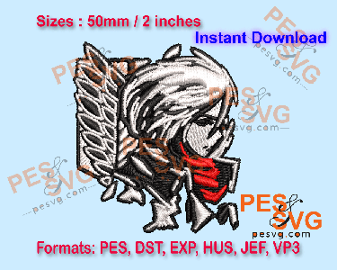 Mikasa Ackerman SNK Digital Art Machine Embroidery Digital Design