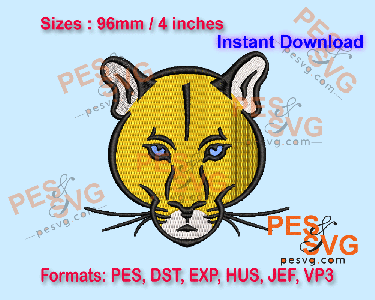 Cougar Animal Machine Embroidery Digital Design