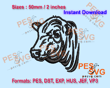 Black Angus Head Machine Embroidery Digital Design