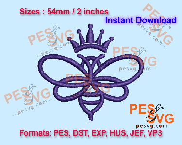 Bee with Crown Machine Embroidery Digital Design