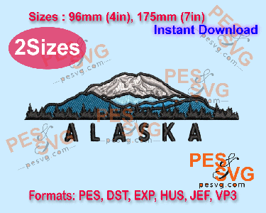 Alaska Mountain Machine Embroidery Digital Design