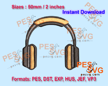 Headphones Machine Embroidery Digital Design