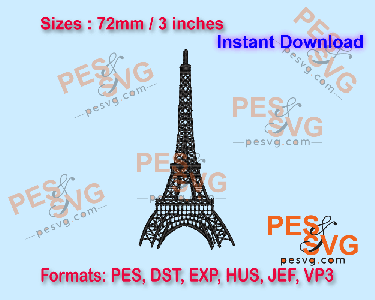 Eiffel Tower Machine Embroidery Digital Design