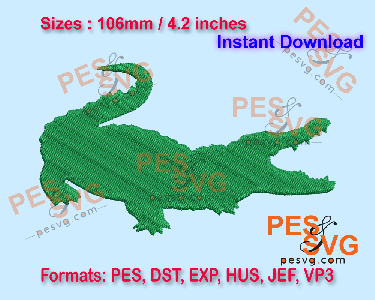 Mini Alligator Machine Embroidery Digital Design