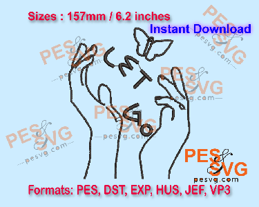 Hands Let Go Butterfly Machine Embroidery Digital Design