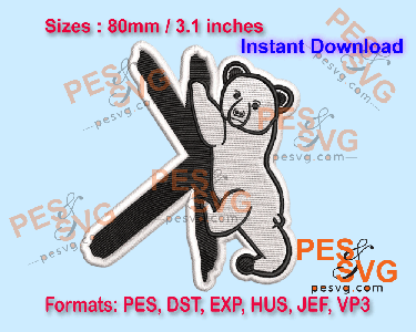 K Bear Machine Embroidery Digital Design