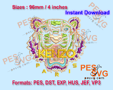 Kenzo Paris Tiger Machine Embroidery Digital Design