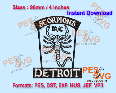 Scorpions MC | Motorcycle Club Machine Embroidery Digital Design