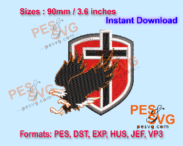 Hawk with Legião de Cristo logo Machine Embroidery Digital Design