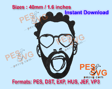 Bad Bunny Heart Sunglasses Machine Embroidery Digital Design