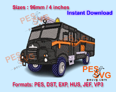 Bedford RLHZ self-propelled pump | Green Goddess Machine Embroidery Digital Design