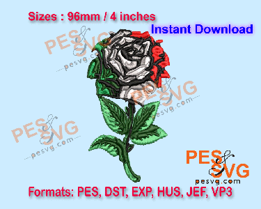 Mexican Rose Flag Machine Embroidery Digital Design