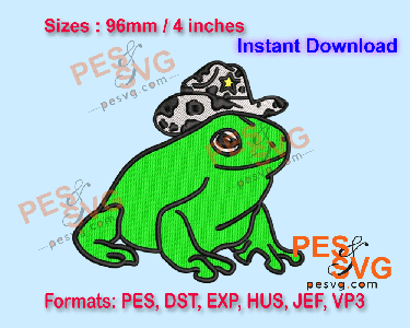 Frog With A CowBoy Hat Machine Embroidery Digital Design