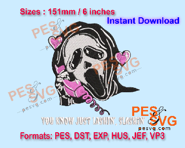 Scream Ghost Face Calling Halloween Machine Embroidery Digital Design