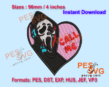 Call Me Scream Ghost face Horror Halloween Machine Embroidery Digital Design