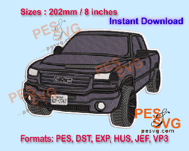 GMC Sierra Car Machine Embroidery Digital Design