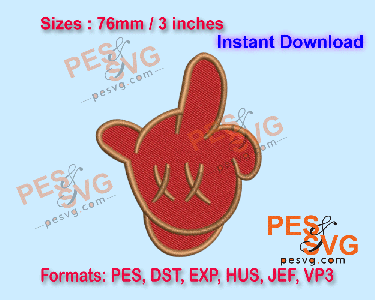 Middle Finger Machine Embroidery Digital Design