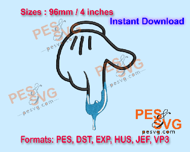 Inky Finger Hand Machine Embroidery Digital Design