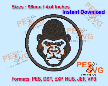 Gorilla Head Machine Embroidery Digital Design