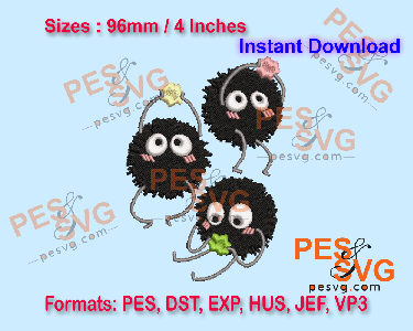 Makkuro Kurosuke | Susuwatari Machine Embroidery Digital Design