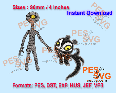 Mummy Boy Plush & Scary Teddy Machine Embroidery Digital Design