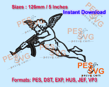 Cupid Firearm Ak Machine Embroidery Digital Design