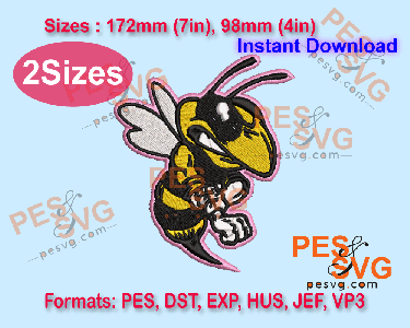 Angry Bee Machine Embroidery Digital Design