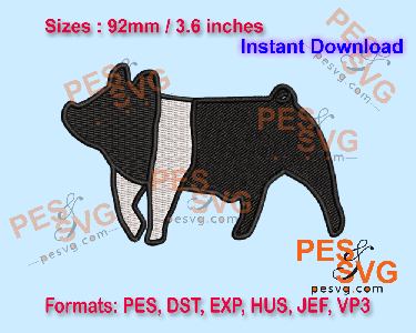 Hampshire pig Machine Embroidery Digital Design