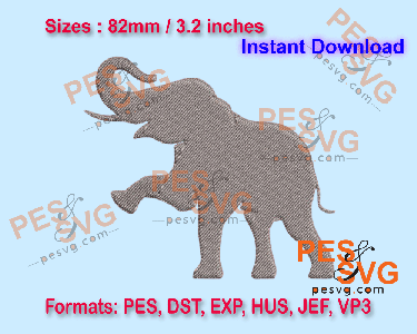 Elephant Machine Embroidery Digital Design