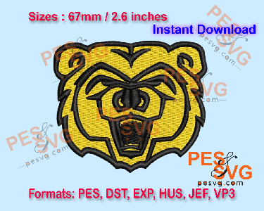 Grizzly Bear Machine Embroidery Digital Design