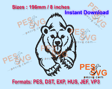 Angry Grizzly Bear Machine Embroidery Digital Design