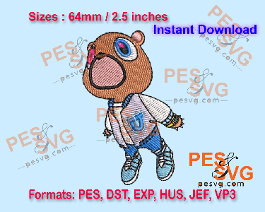 Dropout Bear Machine Embroidery Digital Design