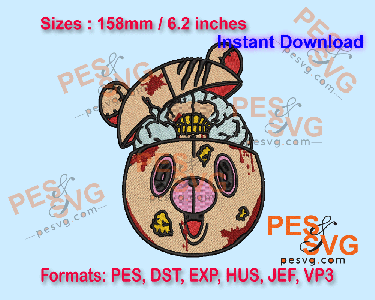 Open Headed Scary Kanye Bear Machine Embroidery Digital Design