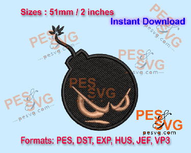 Angry Bomb Machine Embroidery Digital Design