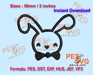 Bunny Head Machine Embroidery Digital Design
