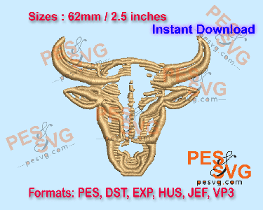 Bull Head Machine Embroidery Digital Design