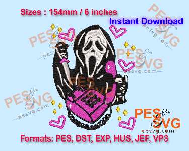 No You Hang Up Scream Ghost face Calling Halloween Machine Embroidery Digital Design