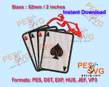 Poker Cards Machine Embroidery Digital Design