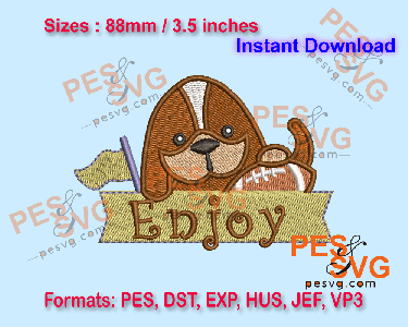 Hound Dog Enjoy Football Machine Embroidery Digital Design