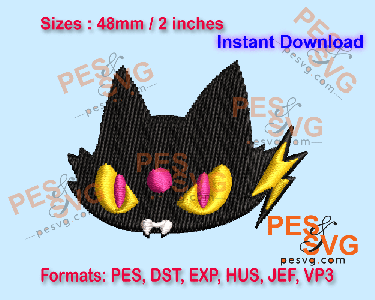Angry Night Cat Machine Embroidery Digital Design